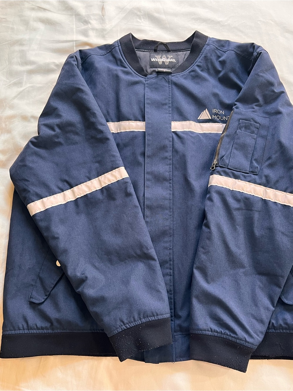 Iron Mountain Men's Navy Bomber Jacket with Reflective Stripes